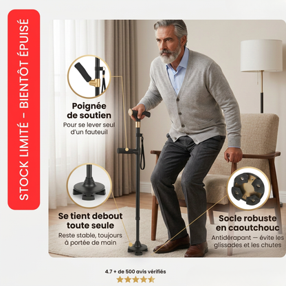 La canne qui aide à vous lever seul et marcher sans peur de tomber