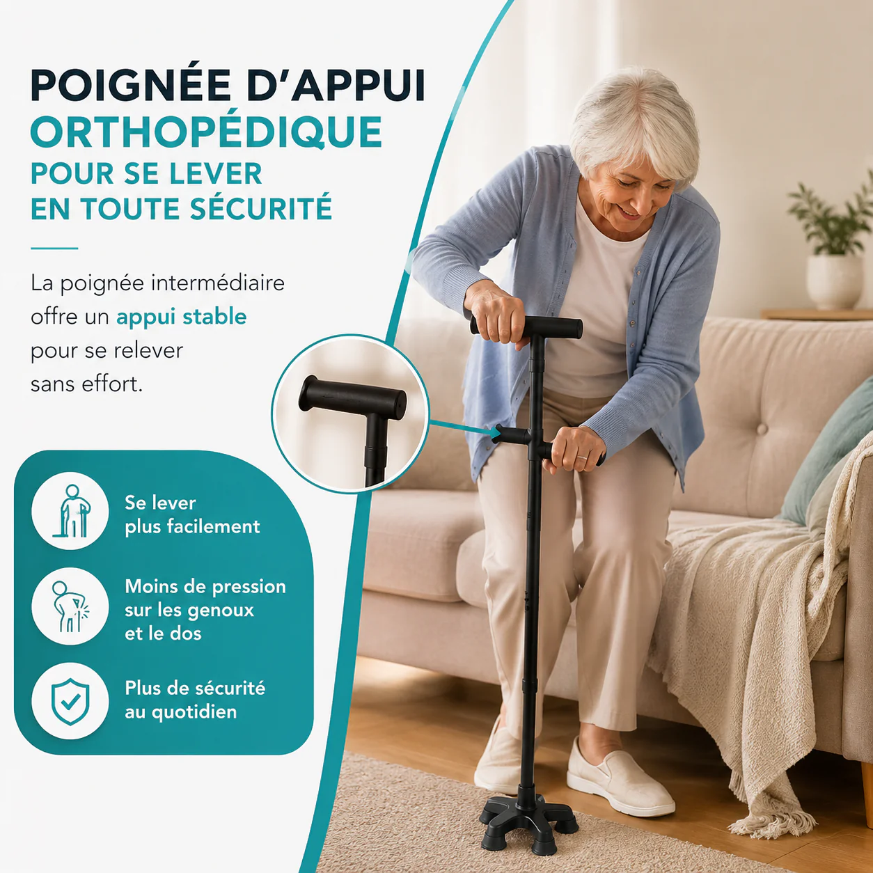 La canne qui aide à vous lever seul et marcher sans peur de tomber