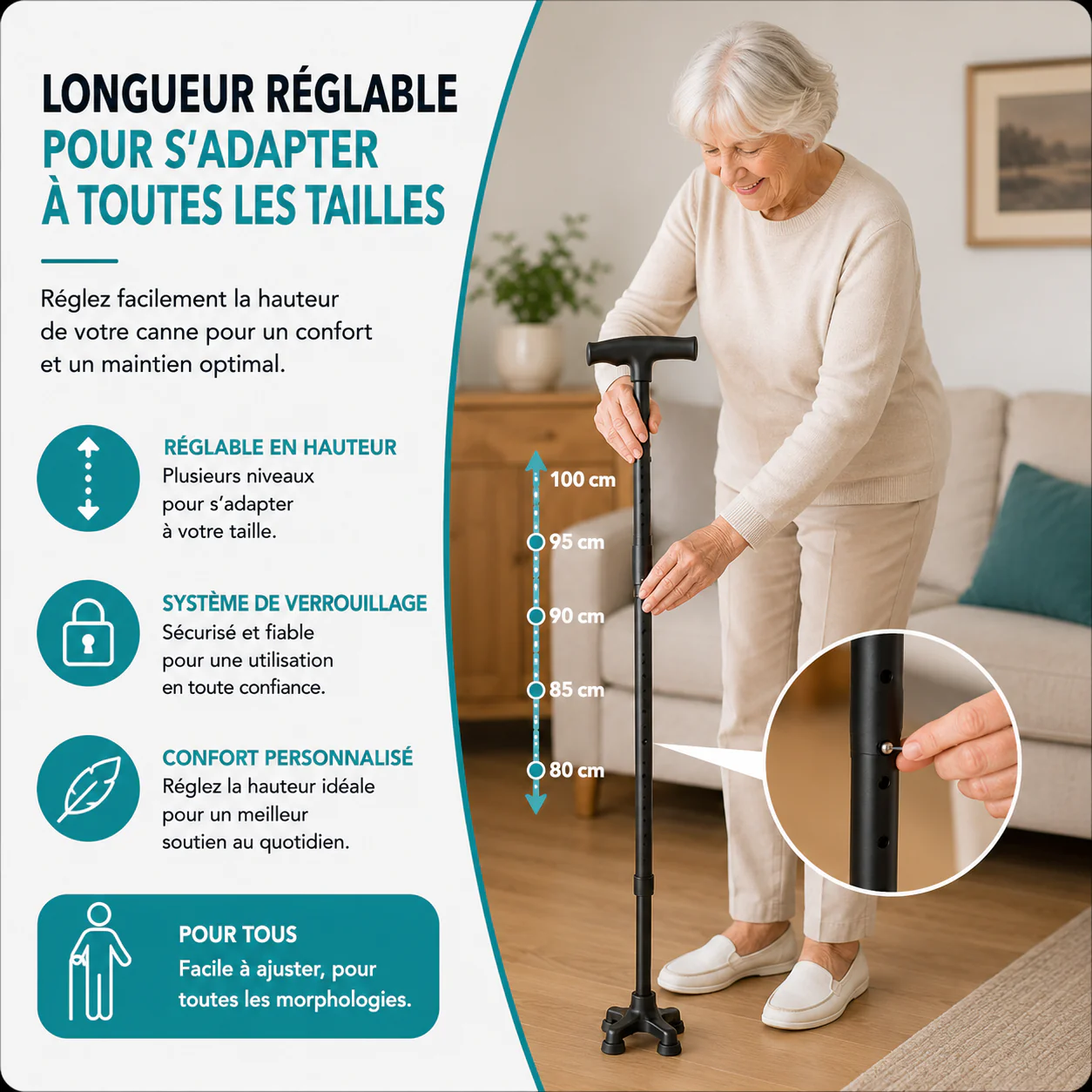 La canne qui aide à vous lever seul et marcher sans peur de tomber